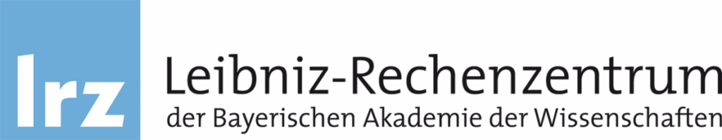 Deutsch: Hellblaues Quadrat mit weißem Schriftzug "LRZ" auf der linken Seite und Leibnitz Rechenzentrum Der Bayerischen Akademie der Wissenschaften auf der rechten Seite. English: A light blue square with the white lettering “LRZ” on the left, and the text “Leibniz Supercomputing Centre of the Bavarian Academy of Sciences and Humanities” on the right.