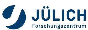 Logo mit einem stilisierten blauen Symbol auf der linken Seite und Text auf der rechten Seite. Der Text lautet:

JÜLICH Forschungszentrum

Das Design wirkt modern und wissenschaftlich.